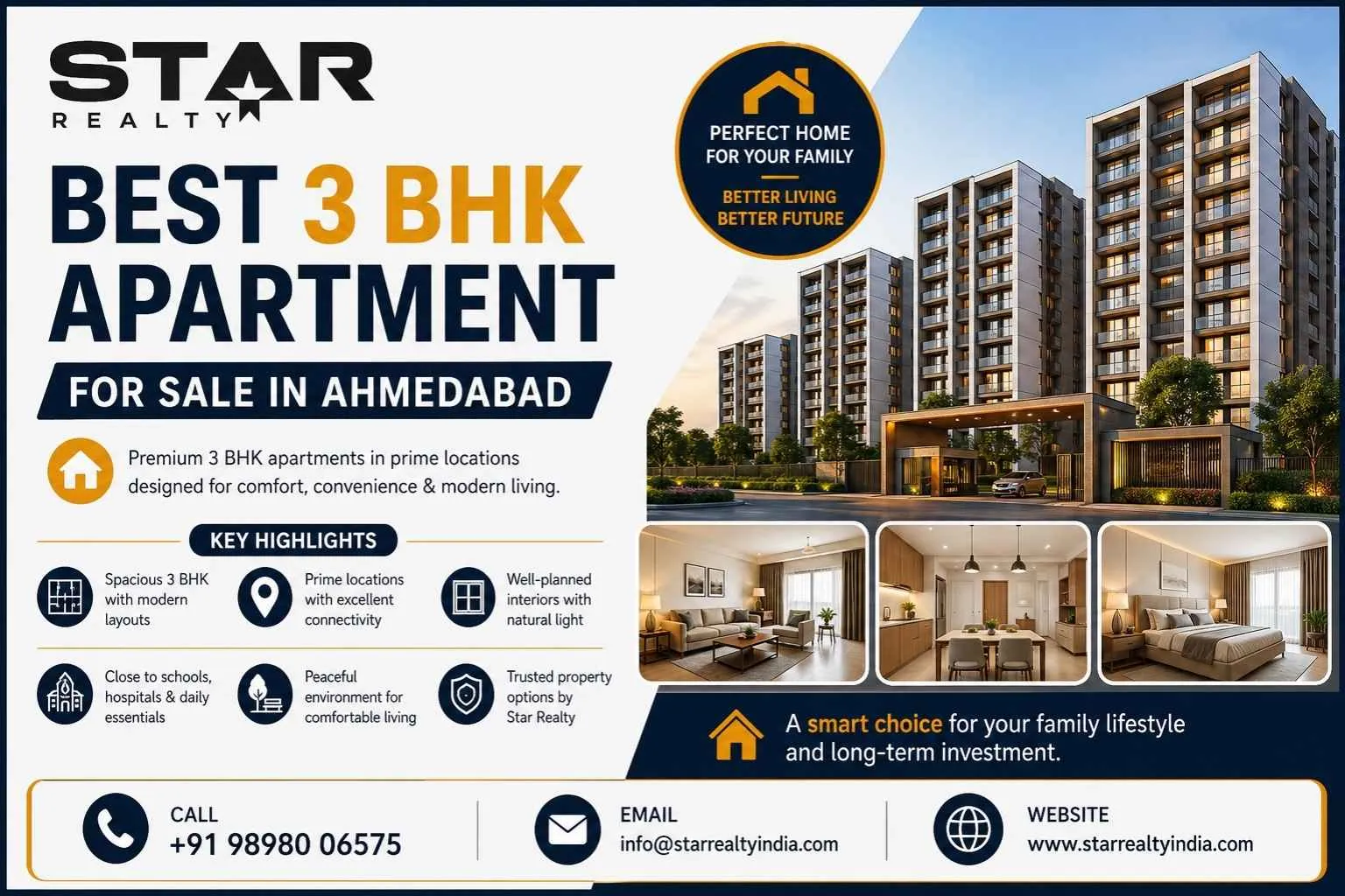 Best 3 BHK Apartment for Sale in Ahmedabad | Star Realty India