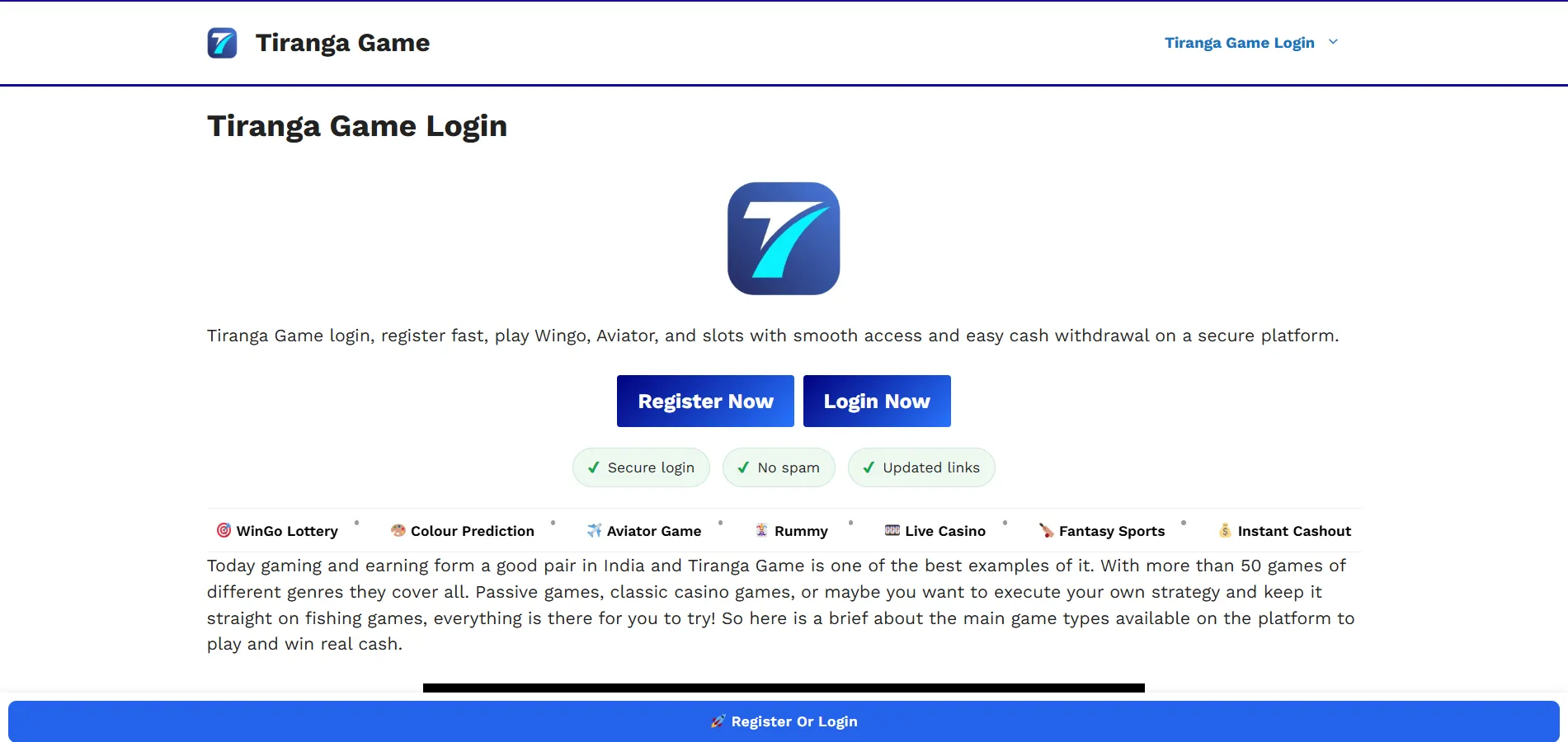 Tiranga Game: Login Fast & Win Real Cash