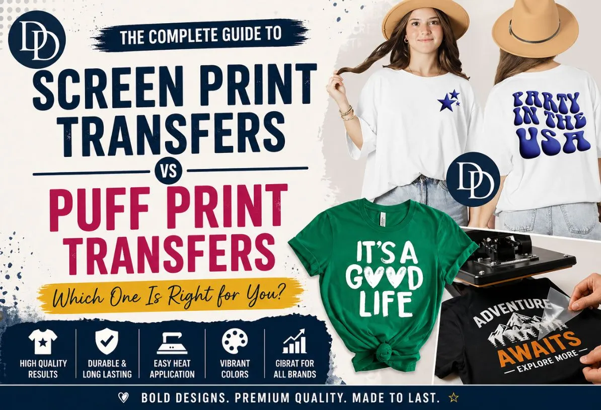 Screen print vs puff print transfers on custom t-shirts
