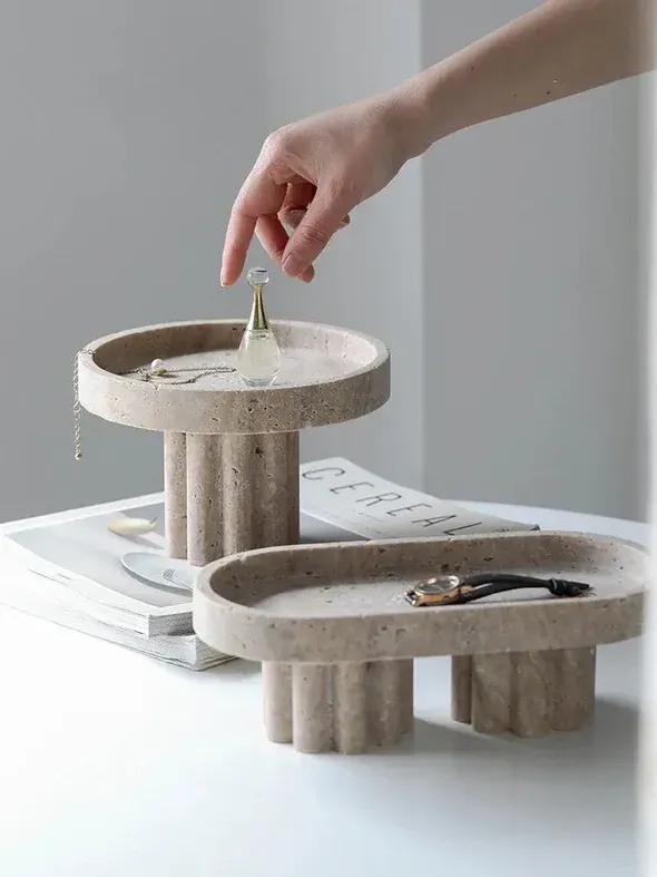 Curating Calm with a table decor stone vanity tray for perfume candles