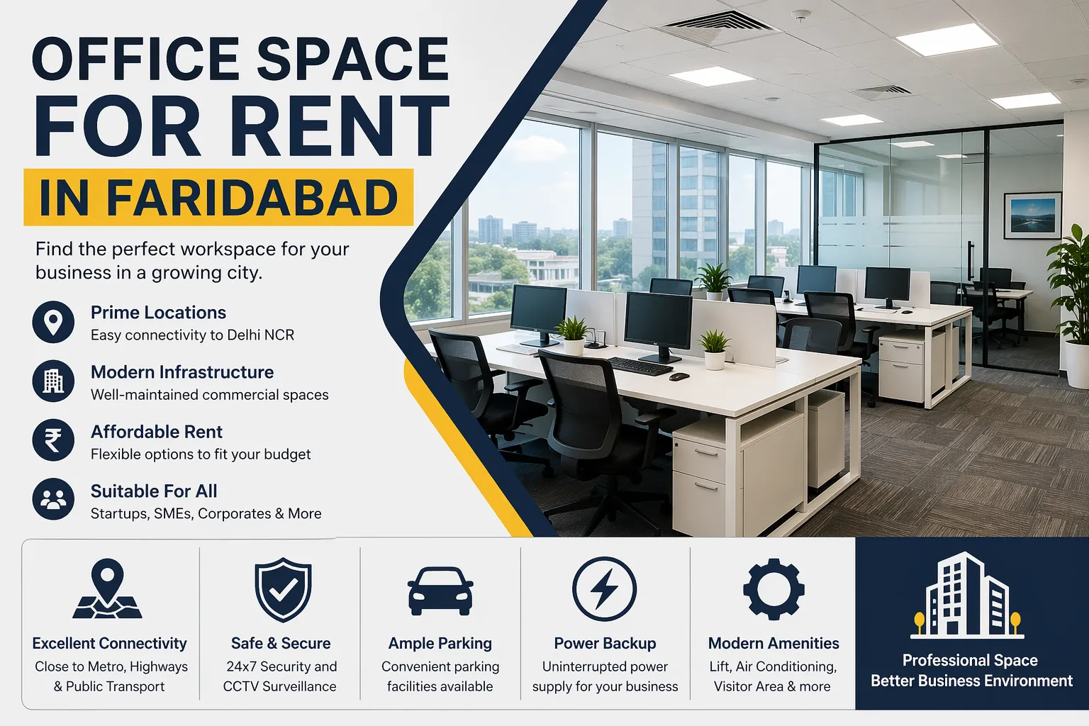 Office Space for Rent in Faridabad: A Simple and Complete Guide for Businesses