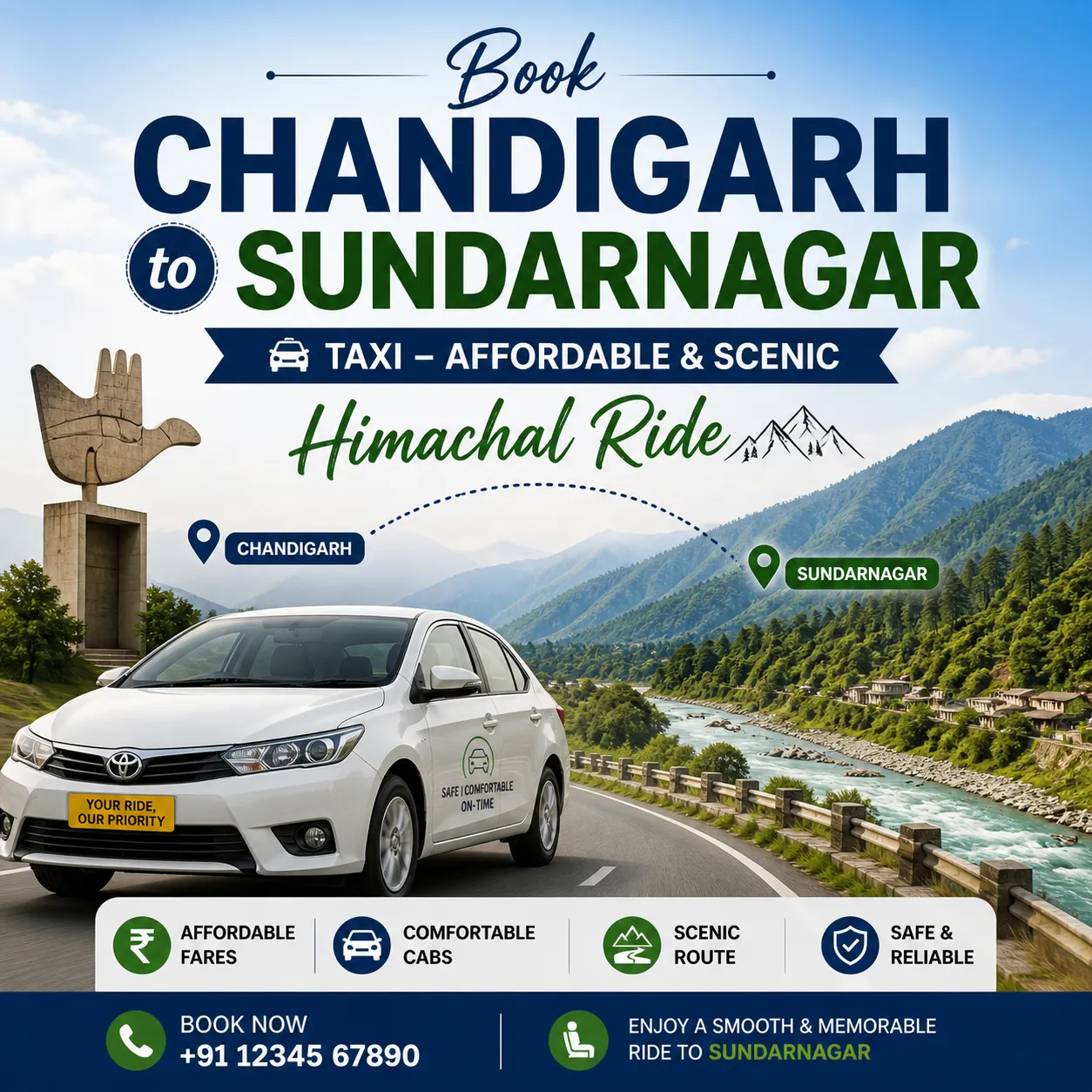 Book Chandigarh to Sundarnagar Taxi – Affordable & Scenic Himachal Ride
