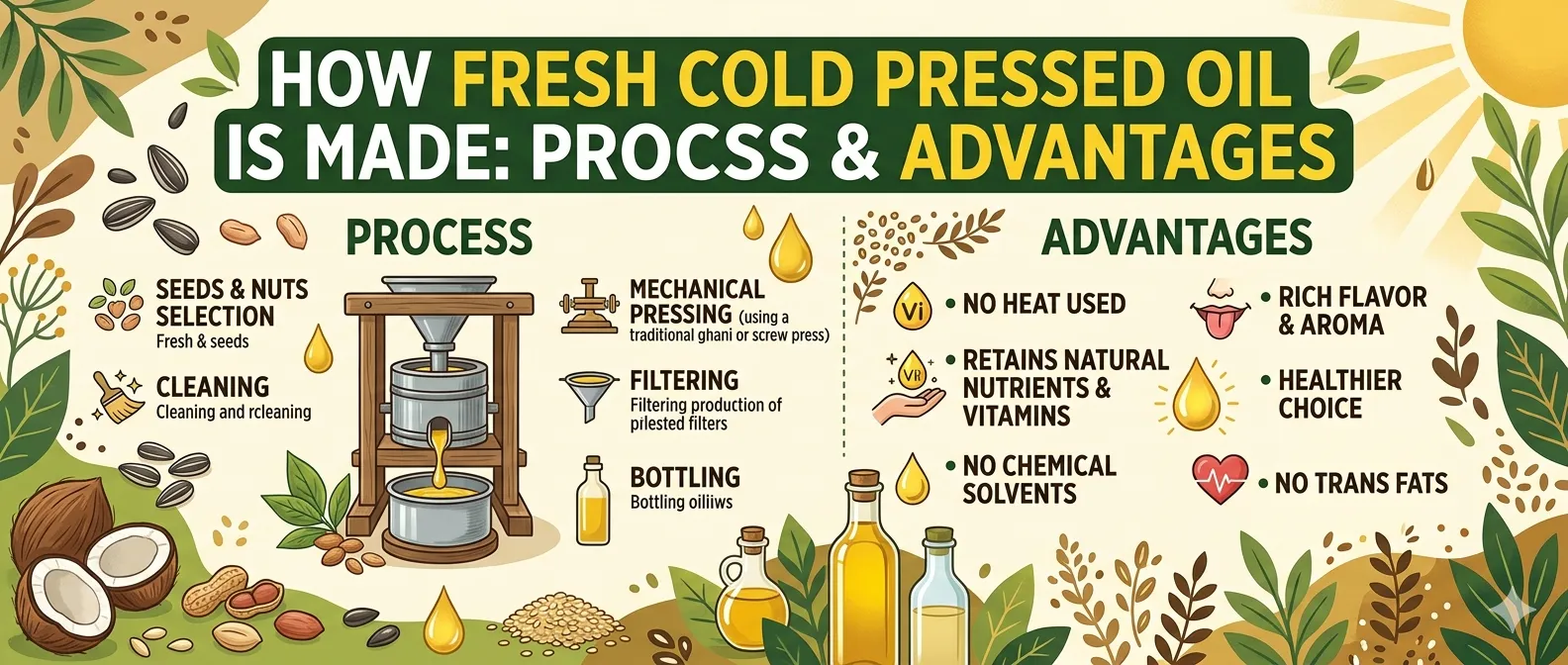 How Fresh Cold Pressed Oil Is Made: Process & Advantages
