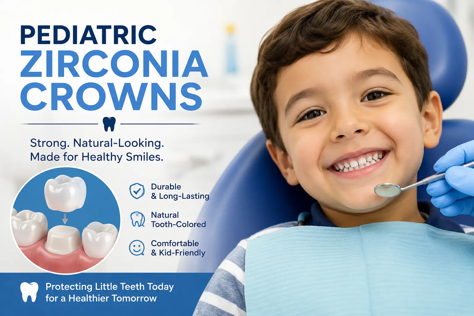 Pediatric Zirconia Crowns for Kids | Strong & Natural Tooth Repair