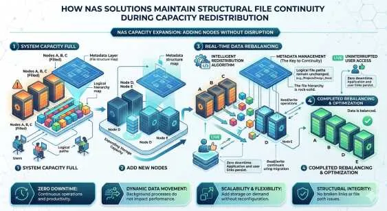 How NAS Solutions Maintain Structural File Continuity During Capacity Redistribution?