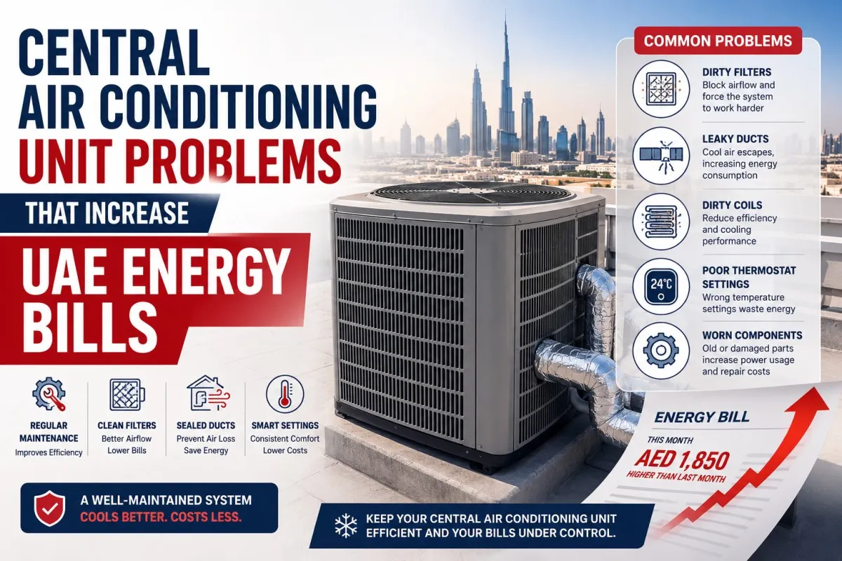 Central Air Conditioning Unit Problems That Increase UAE Energy Bills