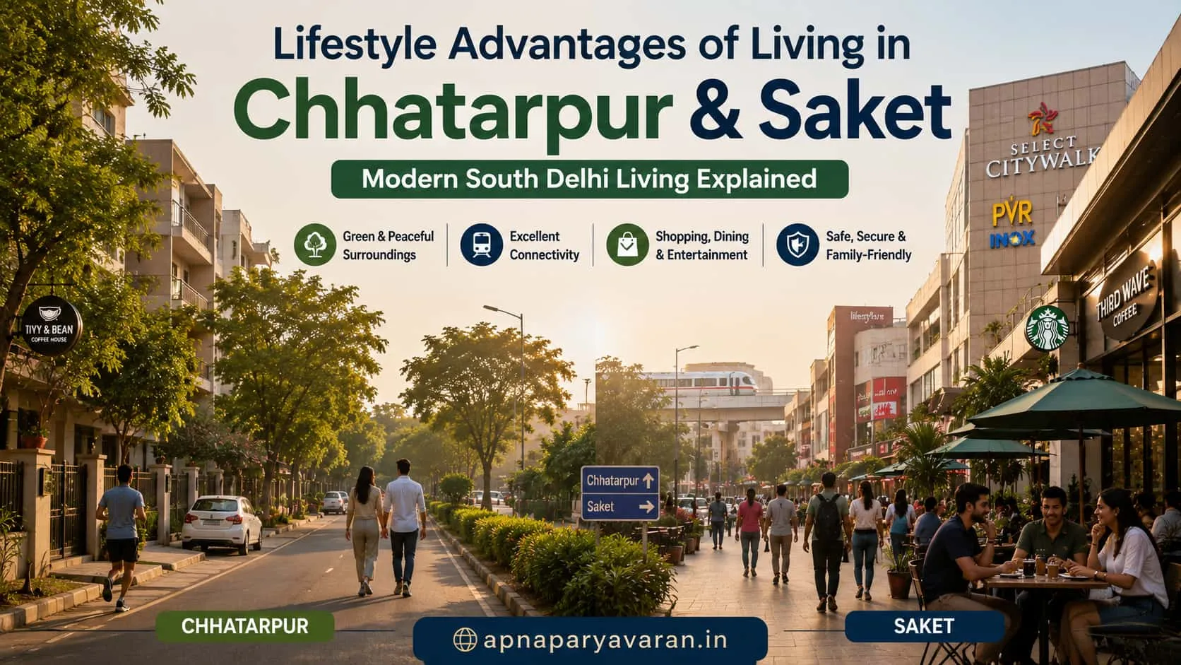 Lifestyle Advantages of Living in Chhatarpur and Saket, South Delhi