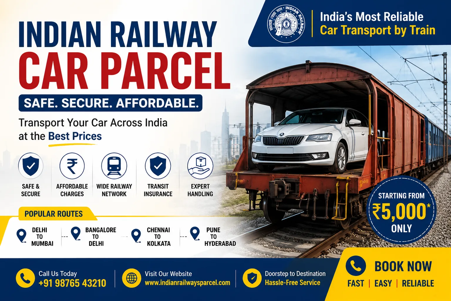 Indian Railway Car Parcel Charges Calculator: Estimate Car Transport Cost by Train in India
