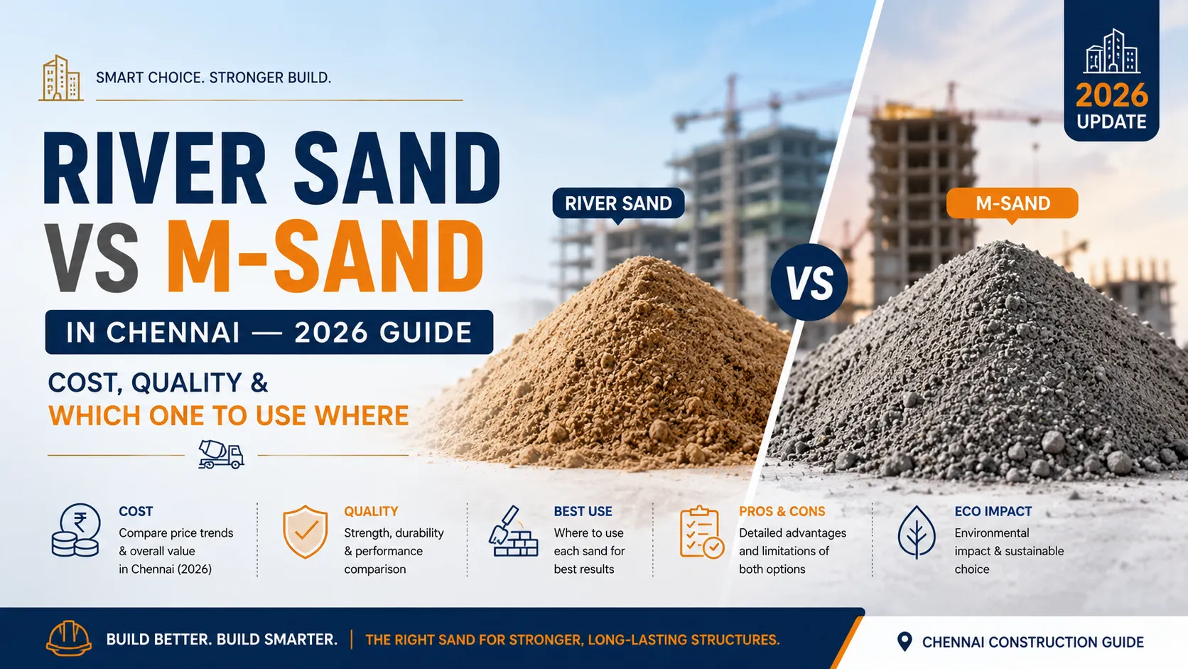 River Sand vs M-Sand in Chennai — Cost, Quality & Which One to Use Where (2026)