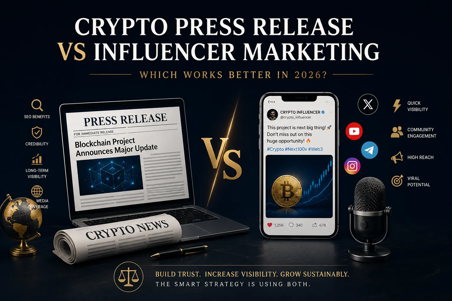Crypto Press Release vs Influencer Marketing: Which Works Better in 2026?