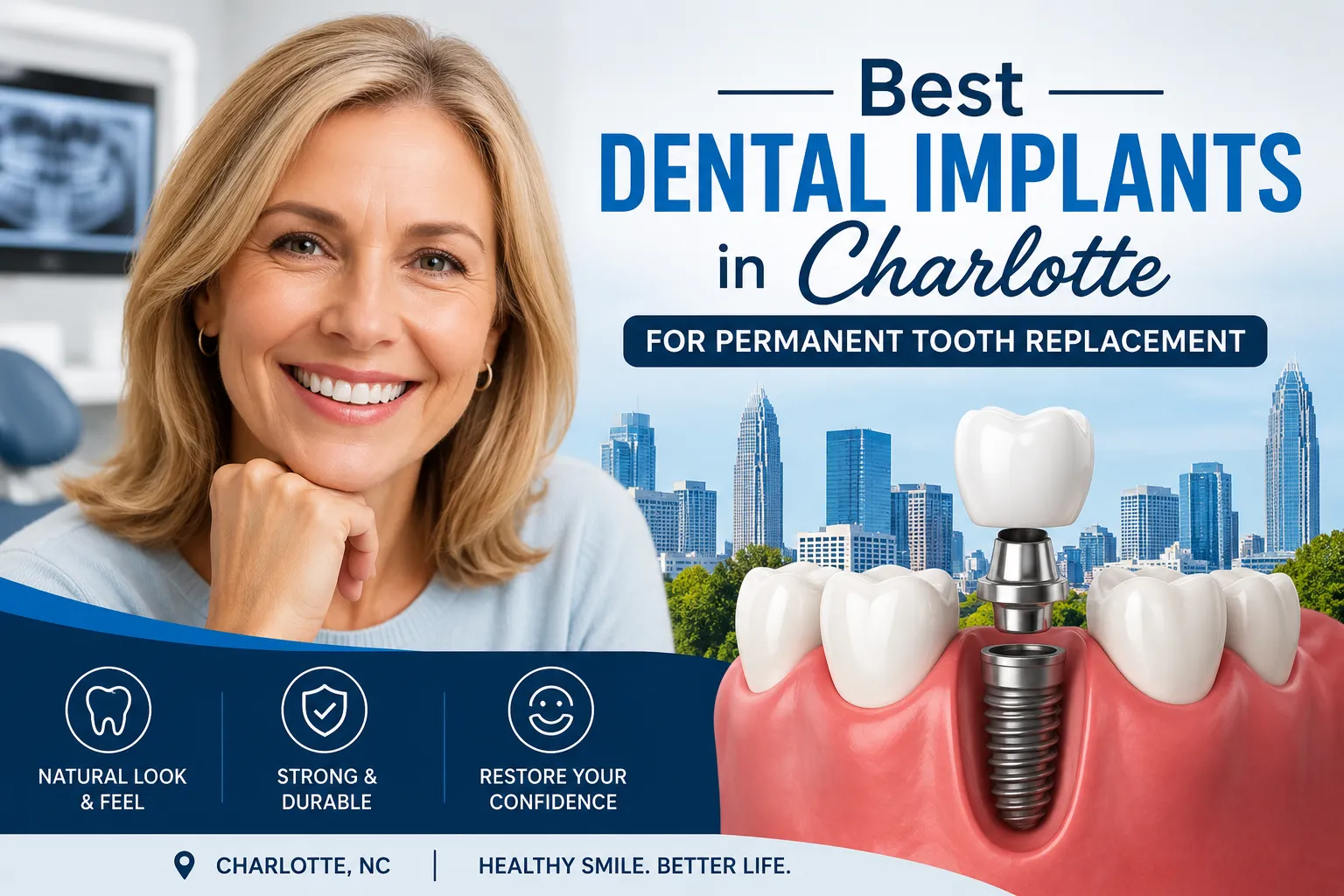Best Dental Implants in Charlotte for Permanent Tooth Replacement