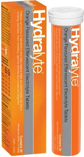 Hydralyte Effervescent Electrolyte Orange Tablets for Fast Hydration Support