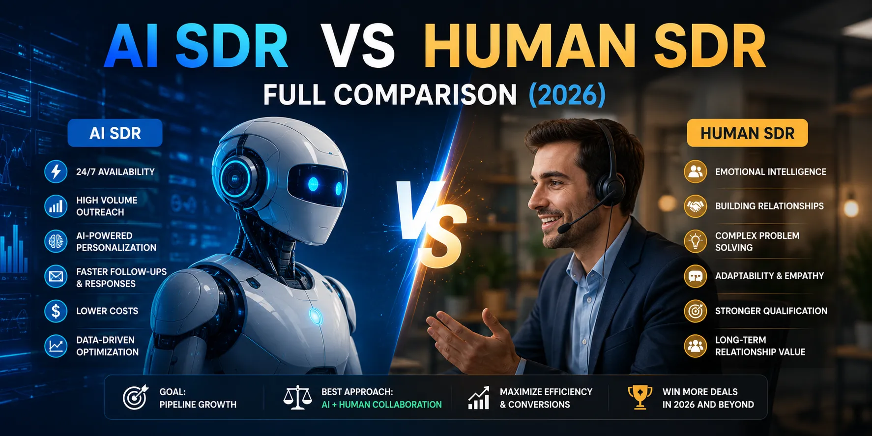 AI SDR vs Human SDR: Full Comparison (2026)