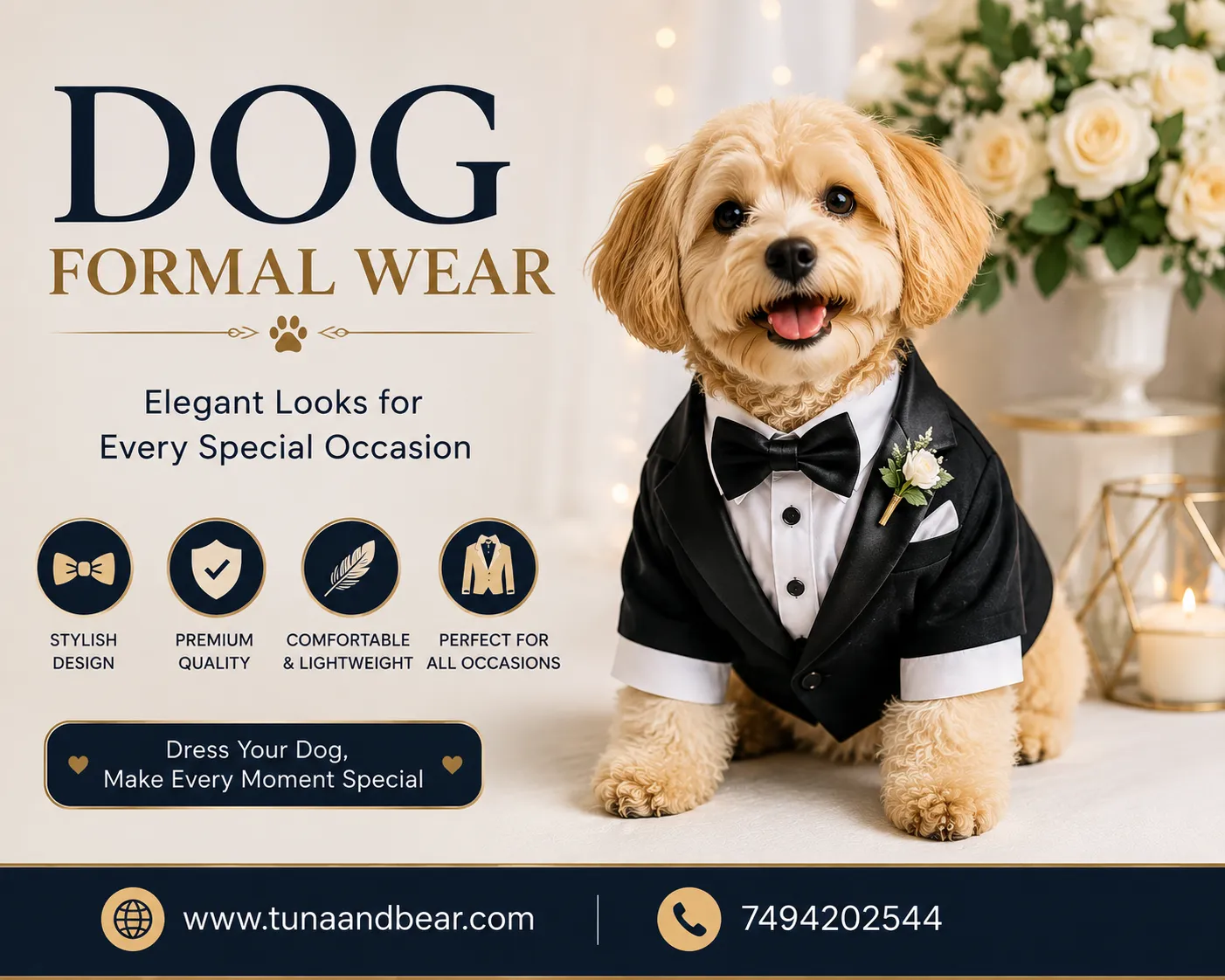 Stylish Pet Fashion Guide Dog Formal Wear
