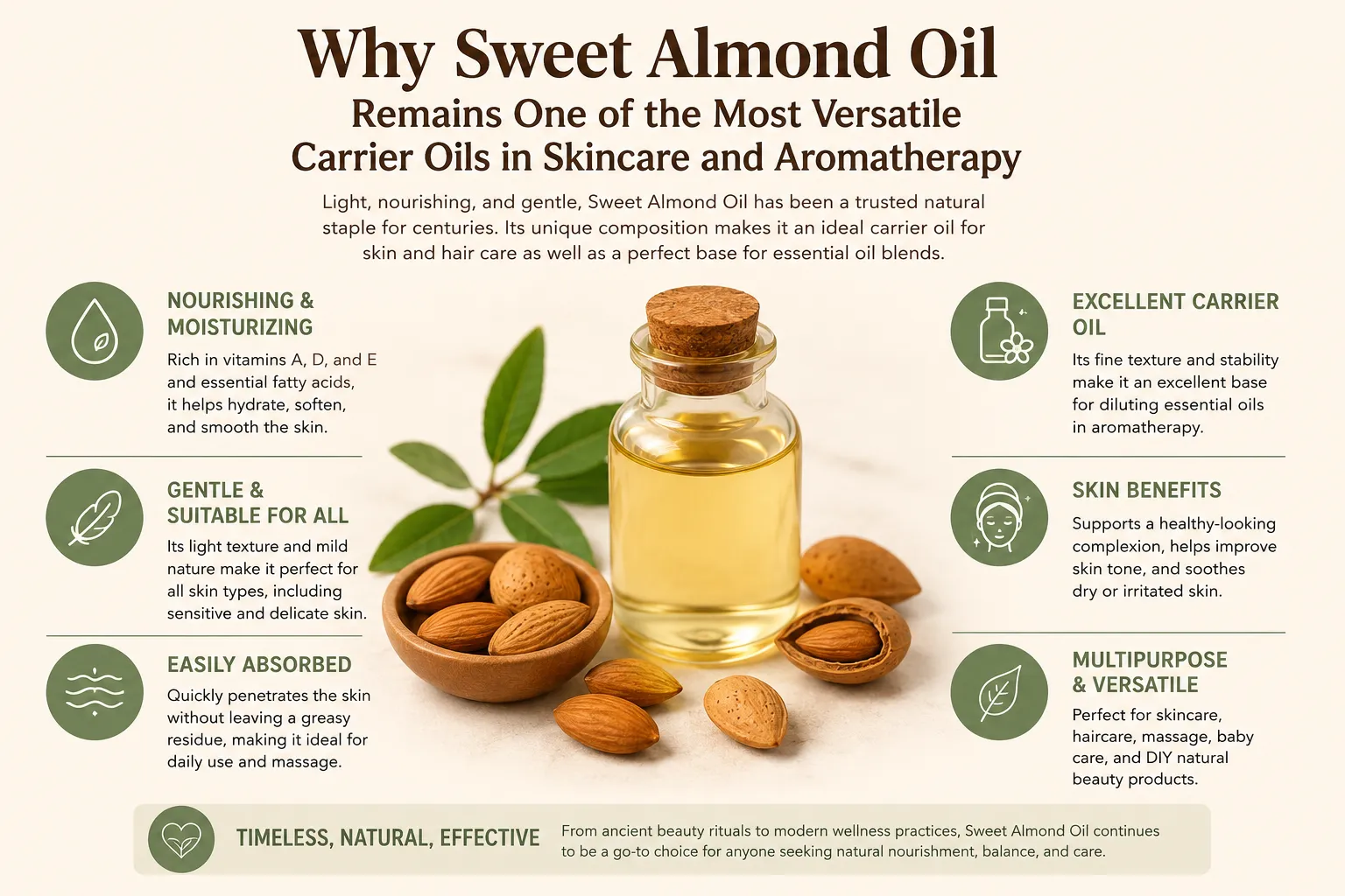 Why Sweet Almond Oil Remains One of the Most Versatile Carrier Oils in Skincare and Aromatherapy