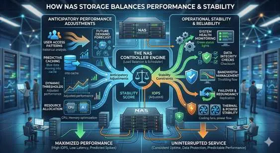 How NAS Storage Balances Anticipatory Performance Adjustments With Operational Stability?