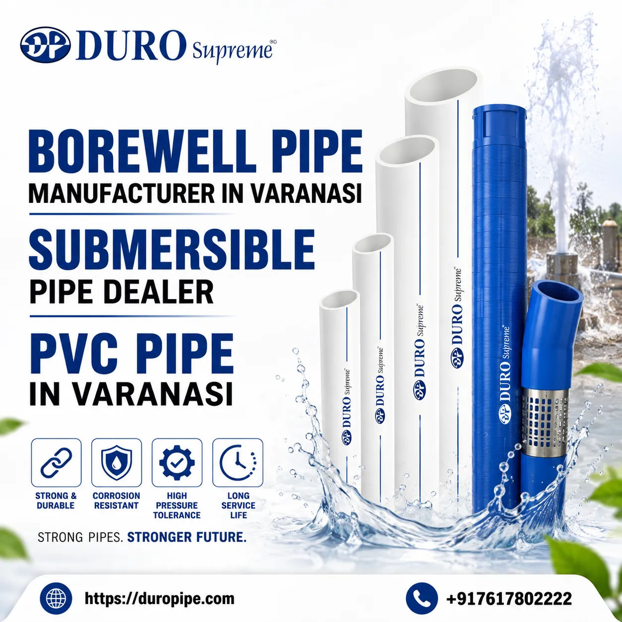 Borewell Pipe Manufacturer in Varanasi – Quality PVC & Submersible Pipe Solutions