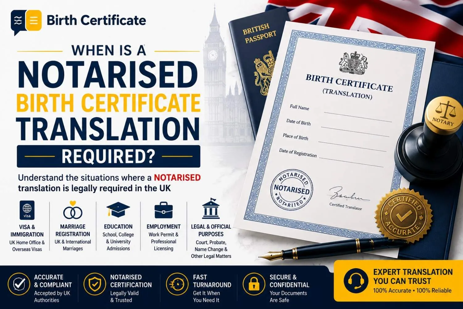 When Is a Notarised Birth Certificate Translation Required?