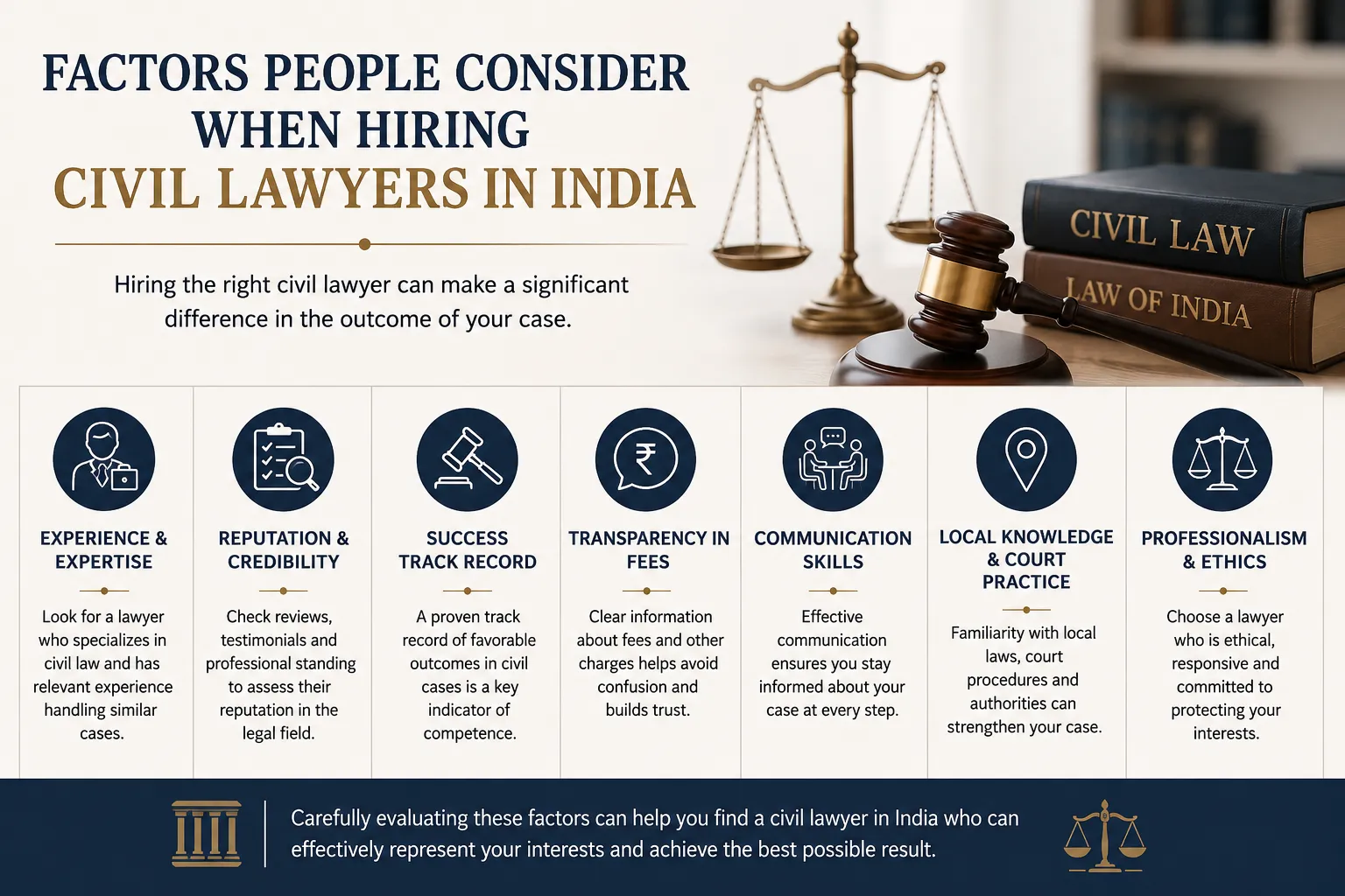 Factors People Consider When Hiring Civil Lawyers in India