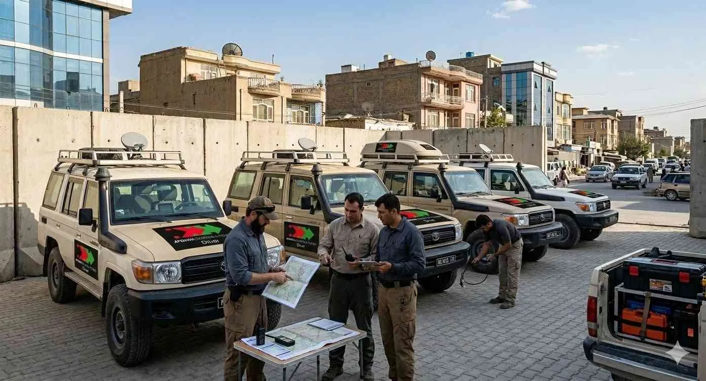Travel coordinators managing logistics and route planning in Afghanistan.