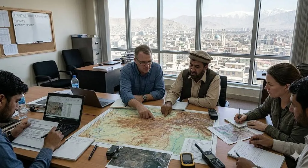 Travel documents and visa preparation materials for Afghanistan travel.