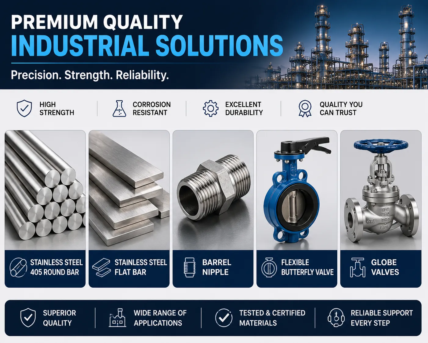 What Are Stainless Steel Bars, Barrel Nipples, and Industrial Valves Used For?