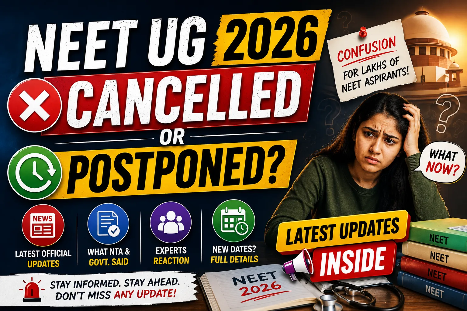 NEET UG 2026 Cancelled or Postponed? Latest Updates Inside
