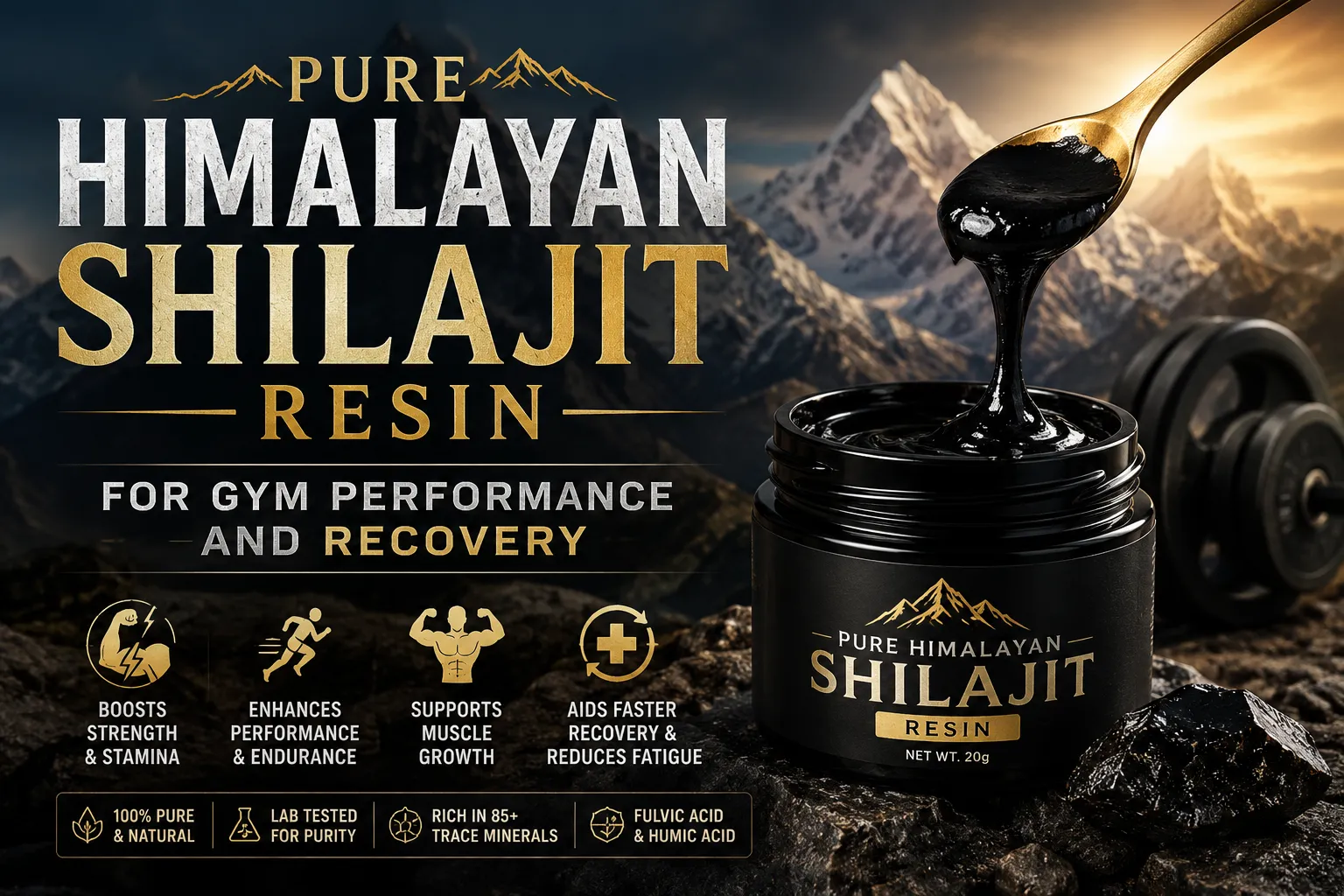Pure Himalayan Shilajit Resin for Gym Performance and Recovery
