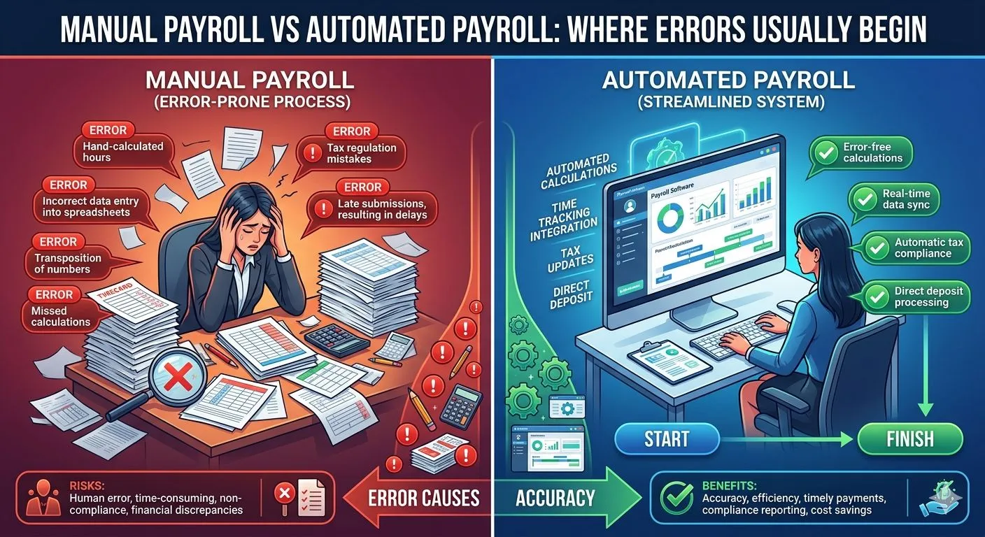 Manual Payroll vs Automated Payroll: Where Errors Usually Begin
