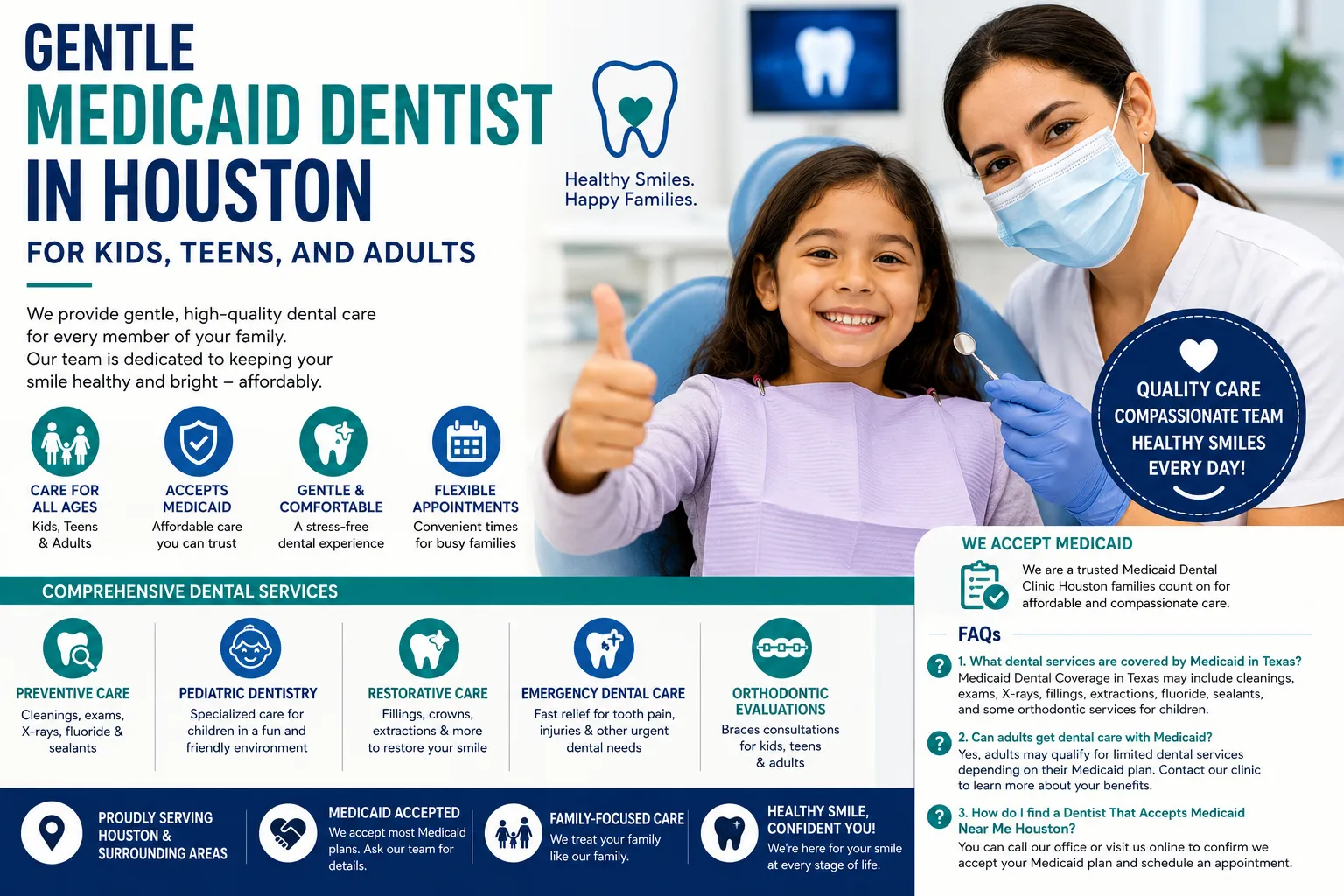 Gentle Medicaid Dentist in Houston for Kids, Teens, and Adults