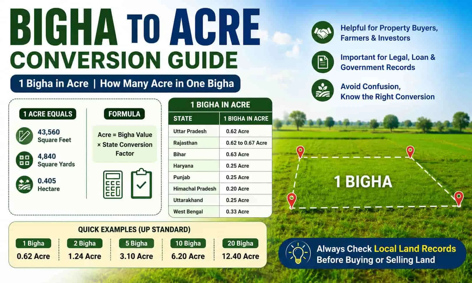 Bigha to Acre Conversion Guide: Easy Land Measurement Formula for Farmers & Buyers