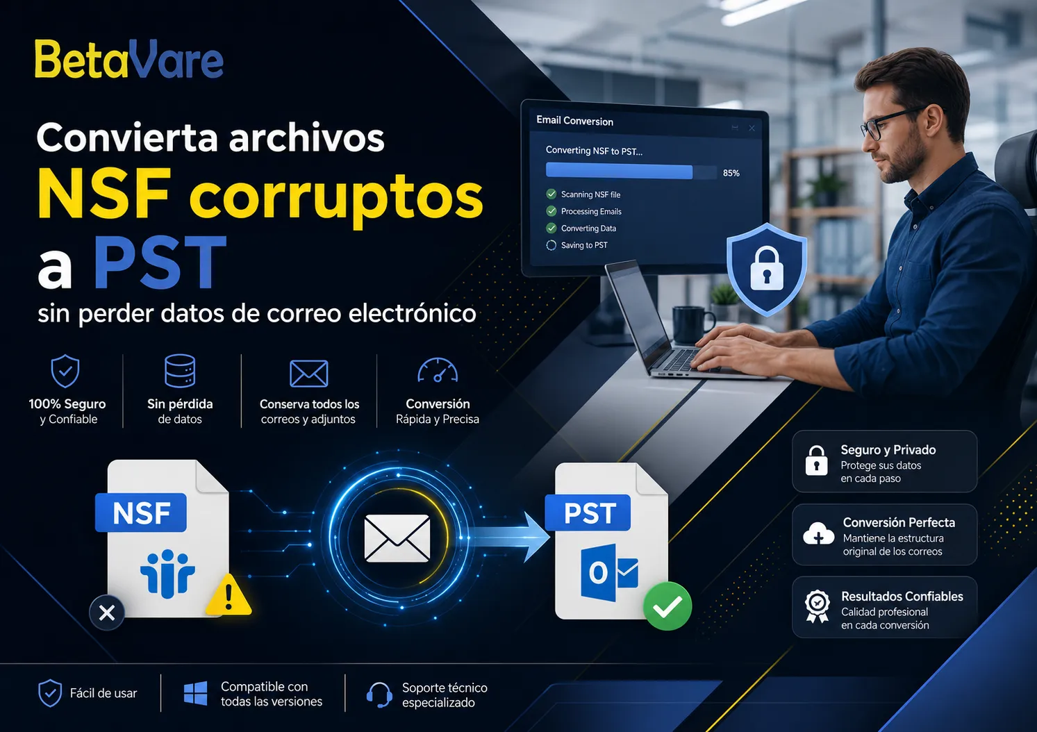 Convierta archivos NSF corruptos a PST sin perder datos de correo electrónico