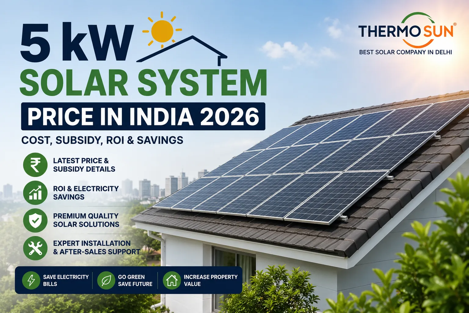 5 kW Solar System Price in India 2026 – Cost, Subsidy, ROI & Complete Guide