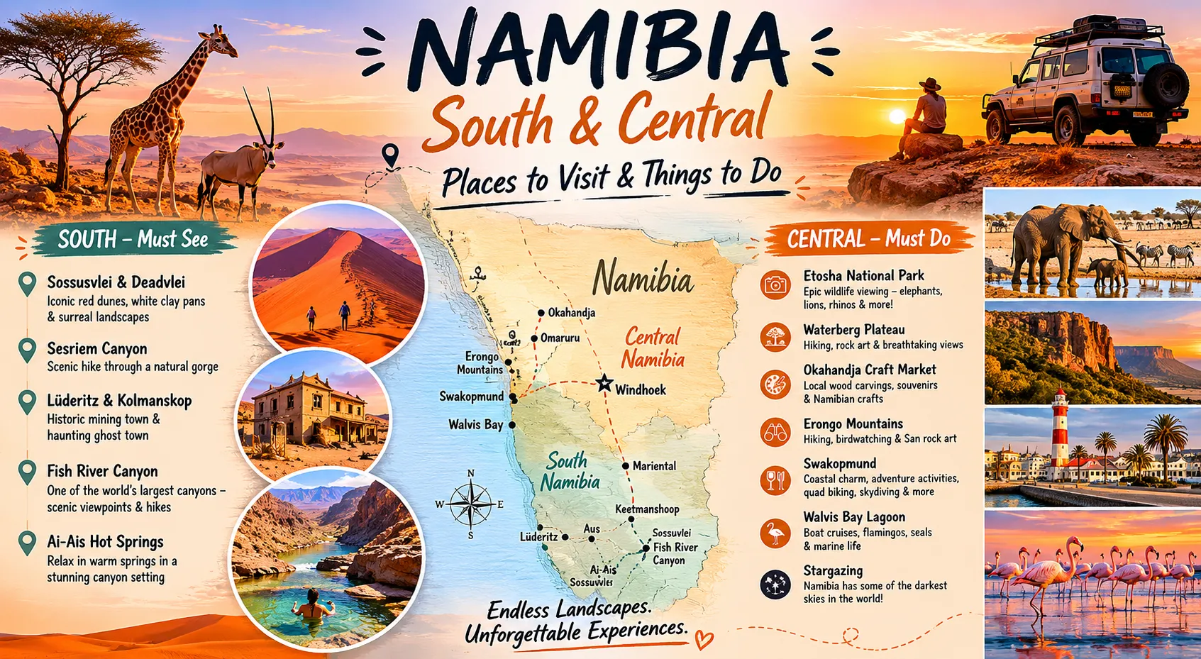The Best Places to Visit in South and Central Namibia: A First-Timer's Travel Guide