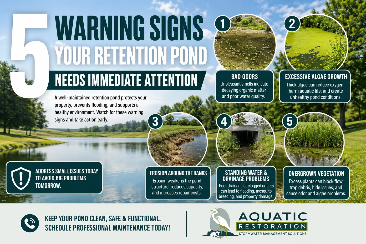 5 Warning Signs Your Retention Pond Needs Immediate Attention