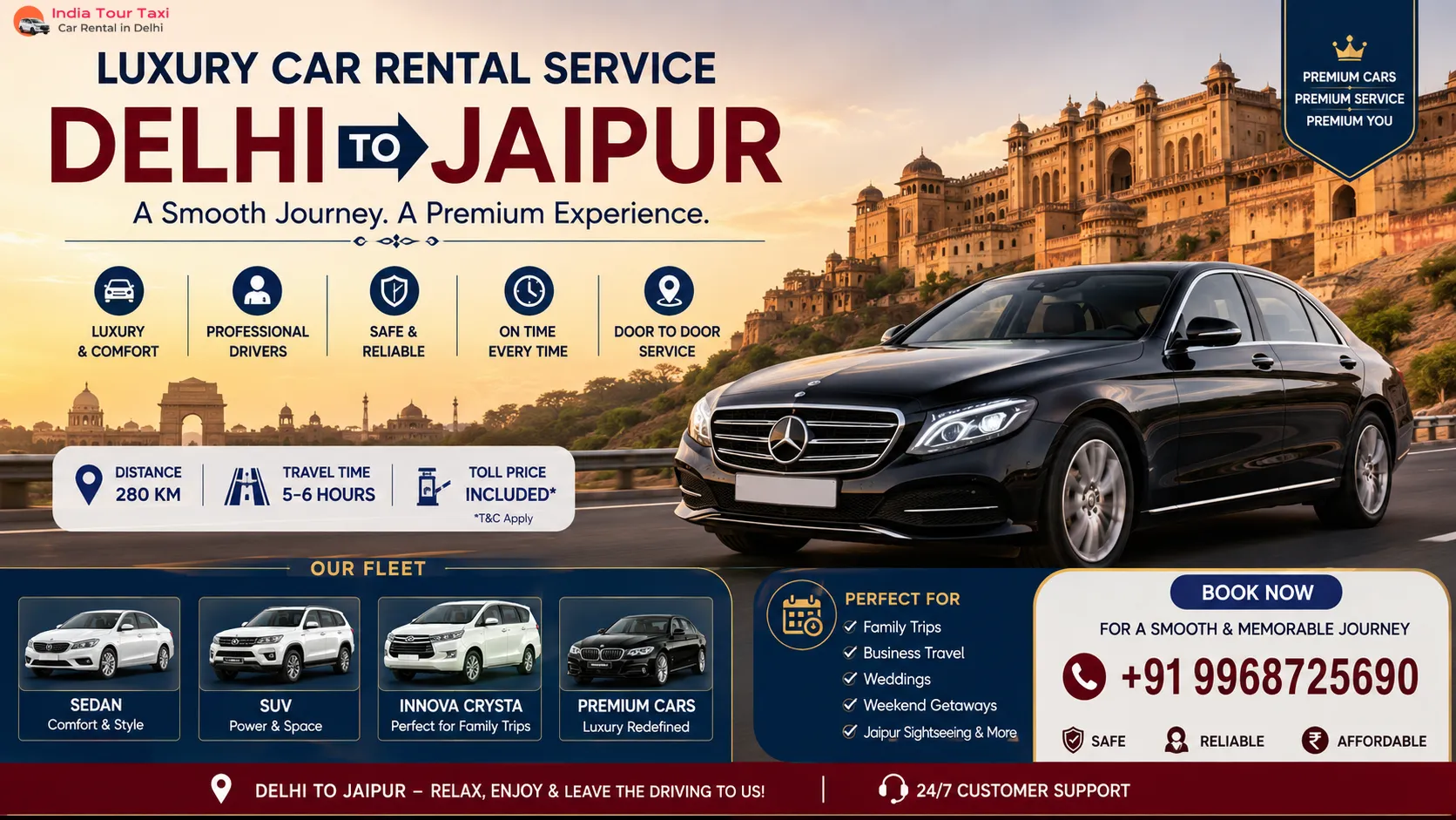 Luxury Car Rental Service for a Smooth Delhi to Jaipur Journey