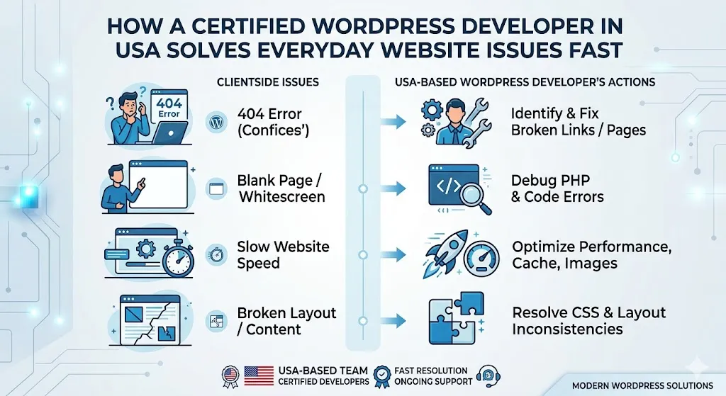 How a Certified WordPress Developer in USA Solves Everyday Website Issues Fast