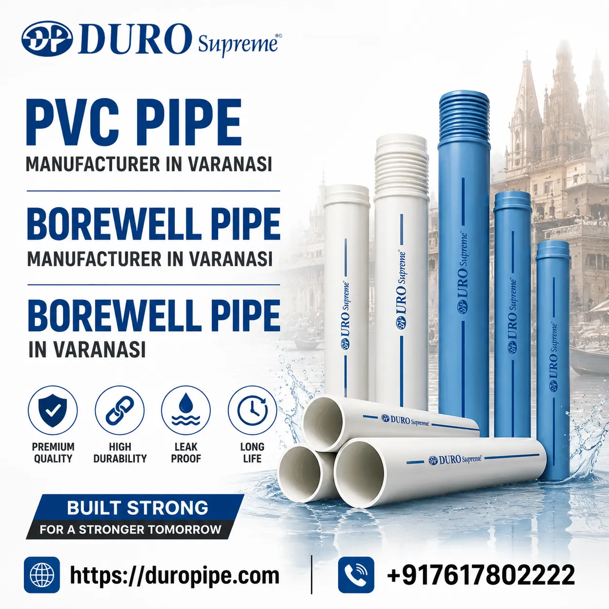 PVC Pipe Manufacturer in Varanasi – Quality Borewell Pipe Solutions for Every Need