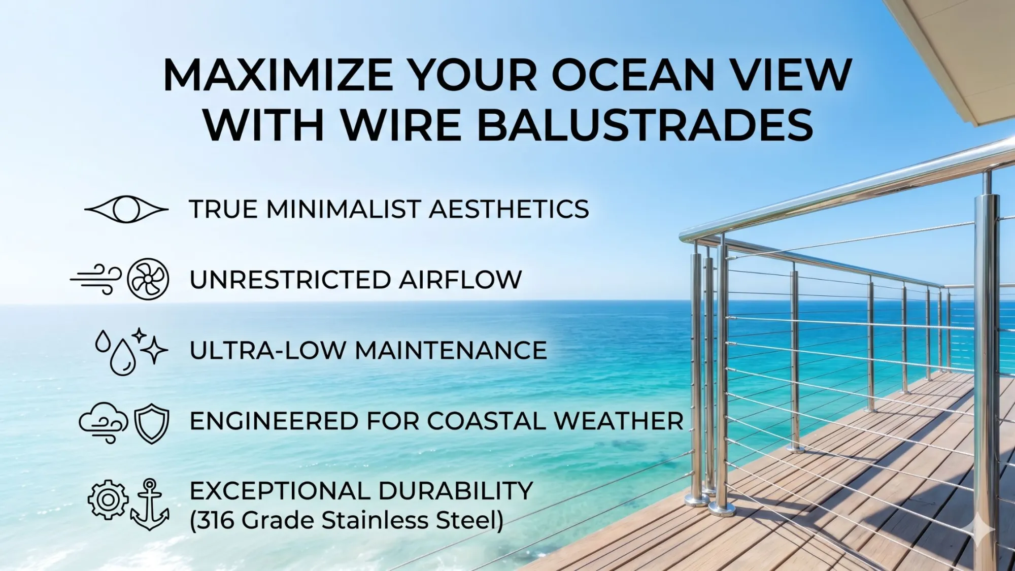 5 Reasons to Choose a wire balustrade for Your Unobstructed Ocean View