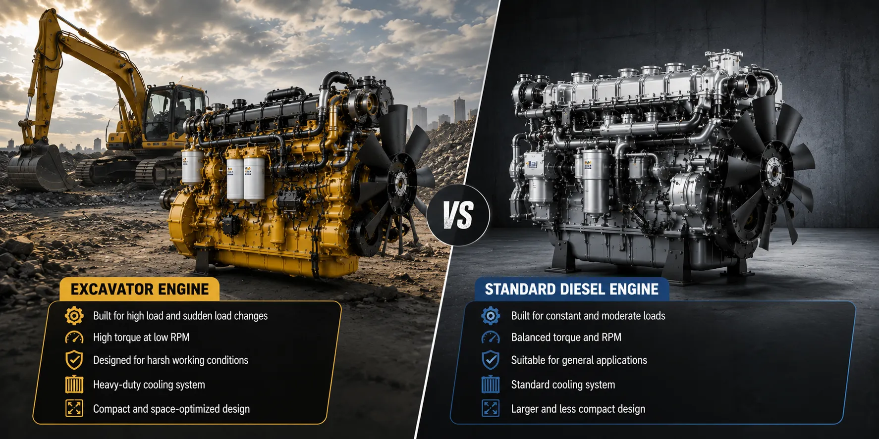 Excavator Engine vs Standard Diesel Engine: What's the Difference?