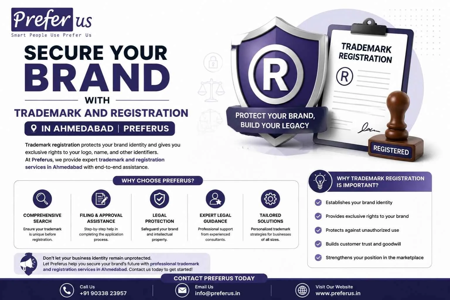 Trademark and Registration Services in Ahmedabad – Protect Your Brand with Preferus