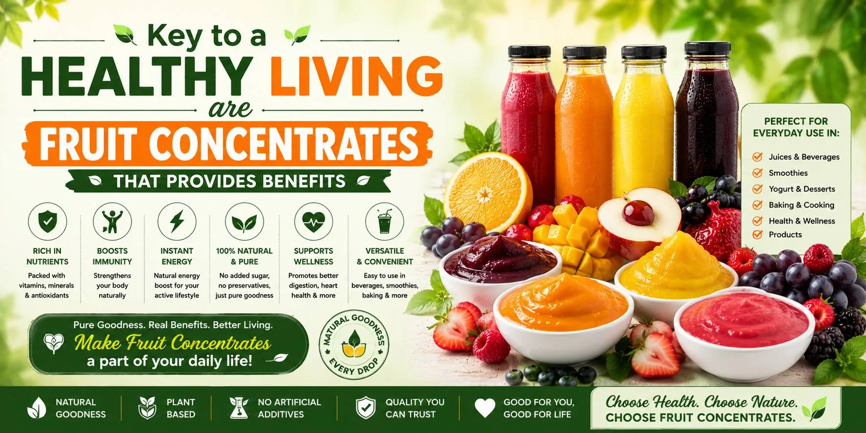 Key to a healthy living  are Fruit concentrates that provides benefits
