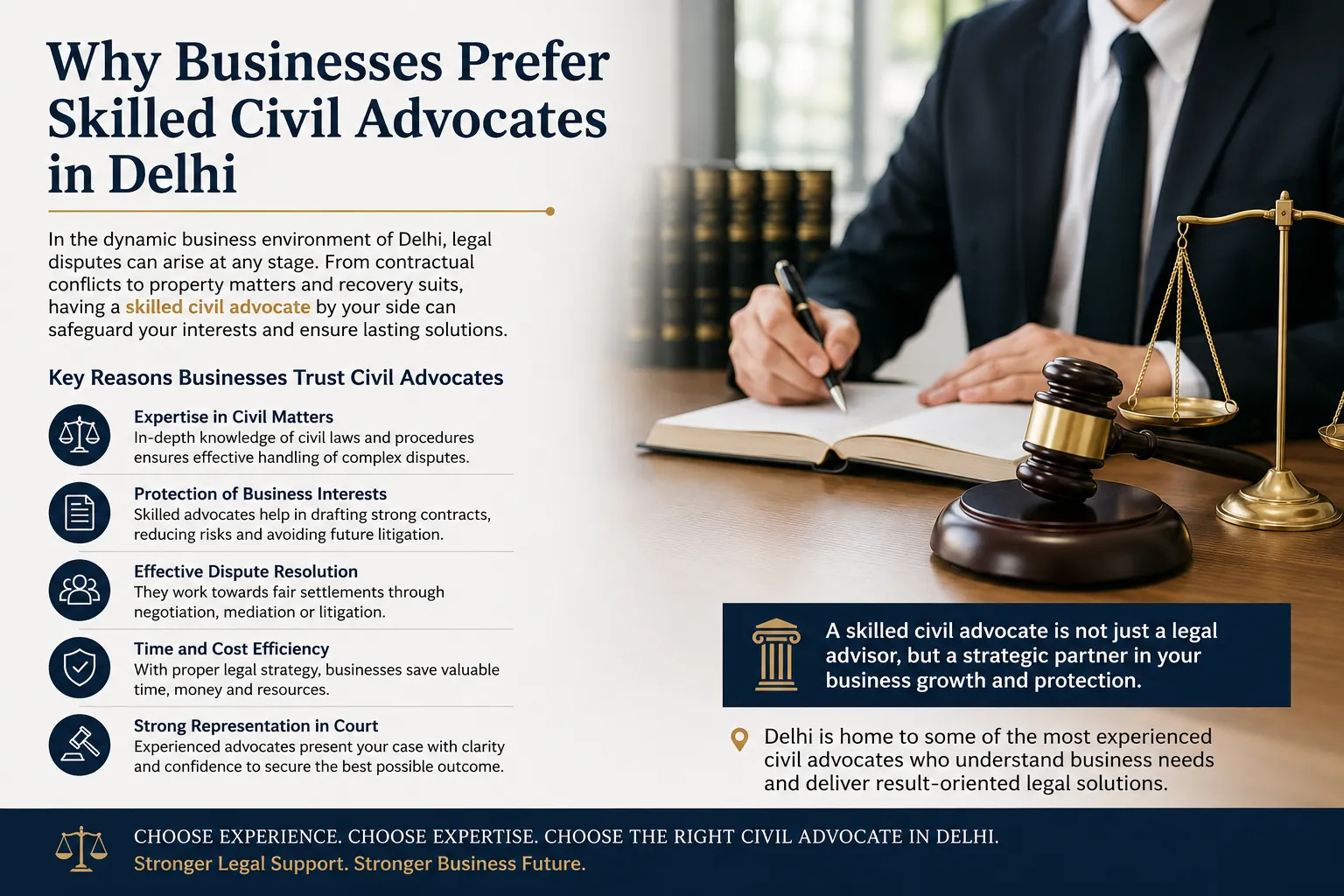 Why Businesses Prefer Skilled Civil Advocates in Delhi