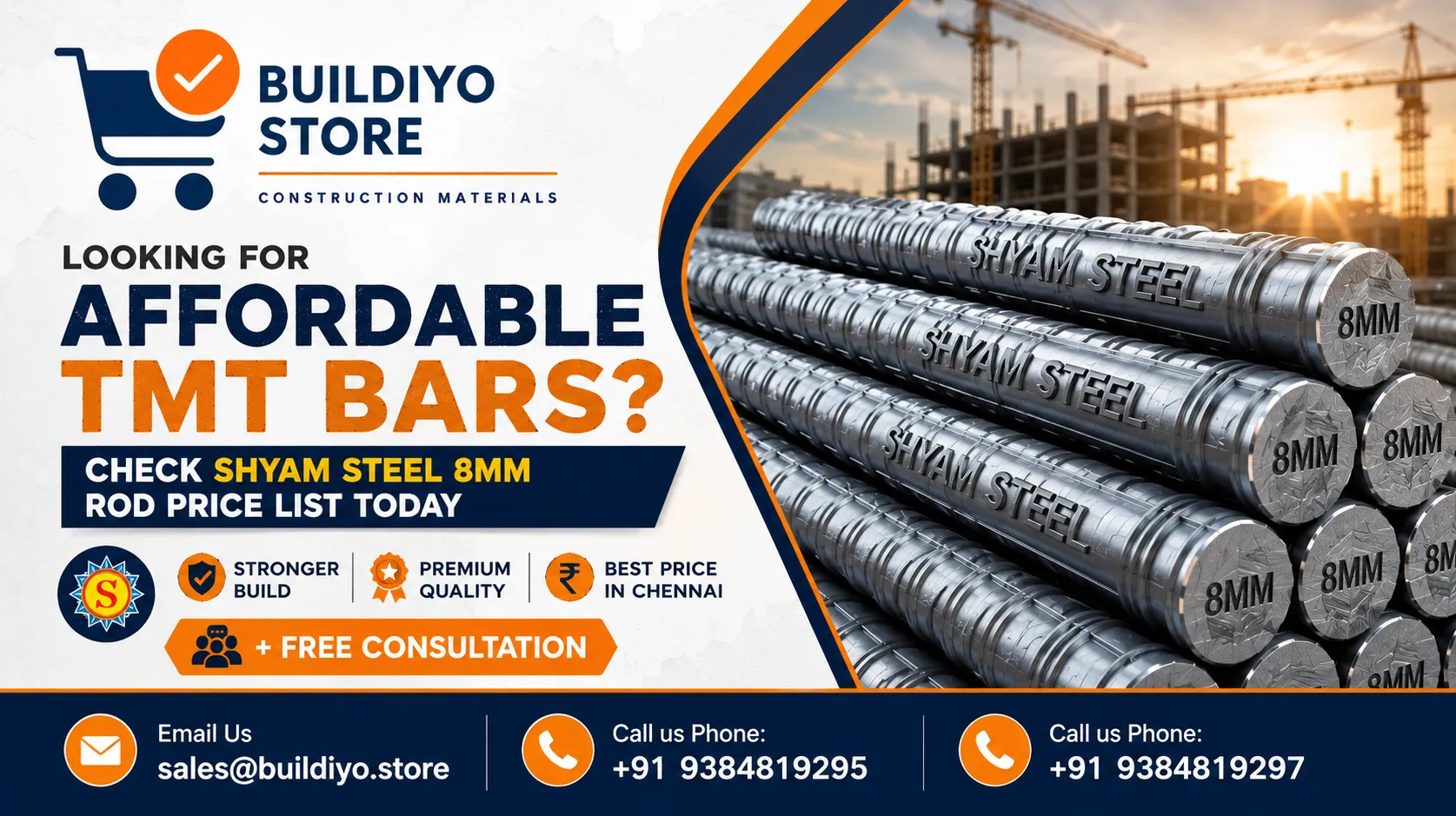 Affordable Shyam Steel 8mm Rod Price Today – Chennai TMT Rate Guide 2026