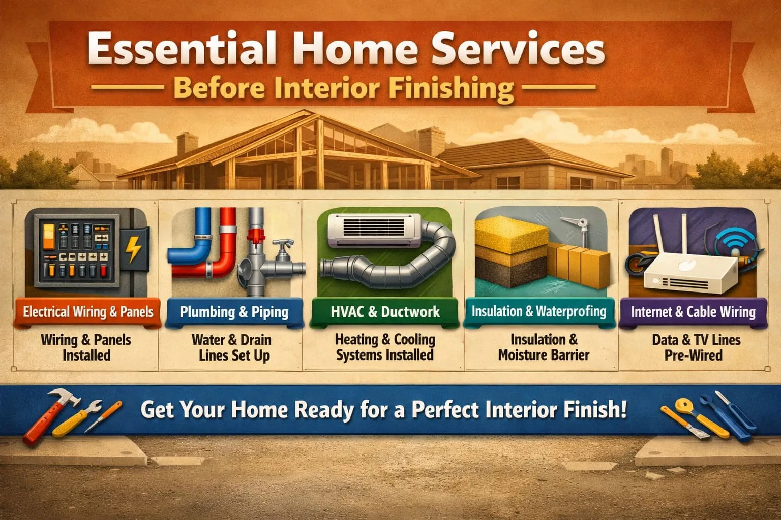 Essential Services Every House Needs Before Interior Finishing Begins