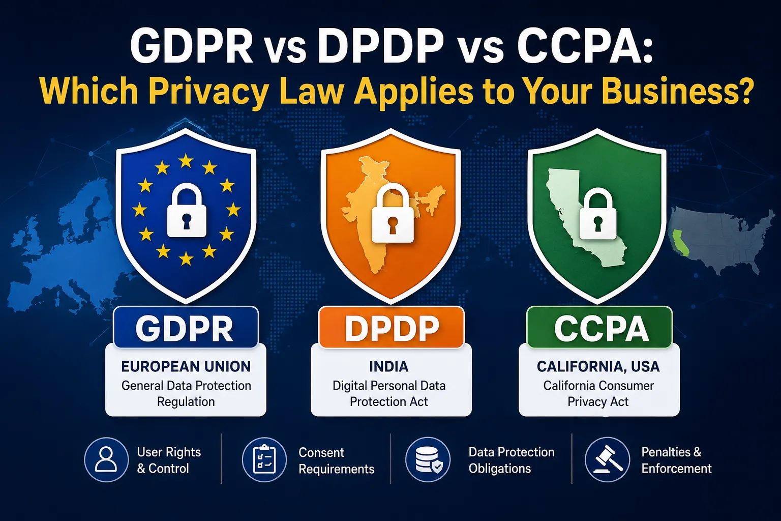 GDPR vs DPDP vs CCPA: Which Privacy Law Applies to Your Business?