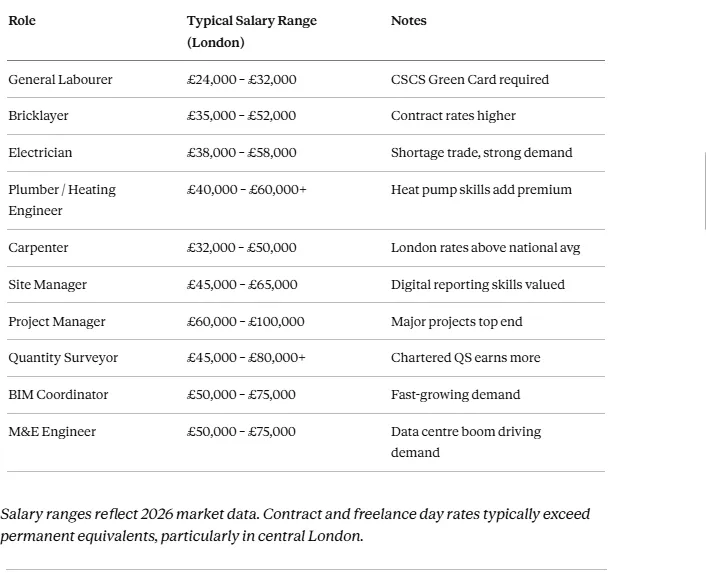 Construction Jobs in London (2026): Roles, Salaries & How to Get Hired
