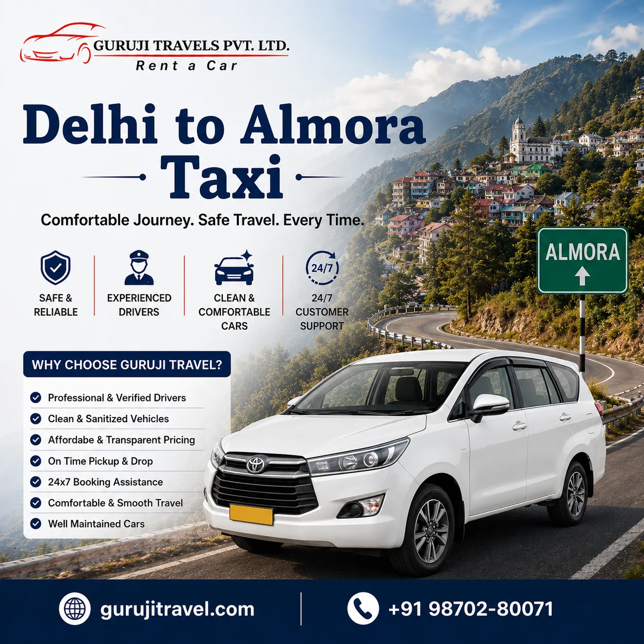 Delhi to Almora Innova Crysta Taxi – Premium Travel Experience for Families