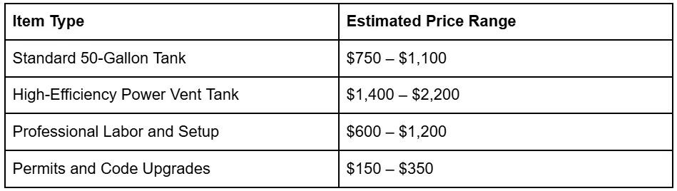 How Much Does a 50-Gallon Gas Water Heater Cost in Vancouver, WA?