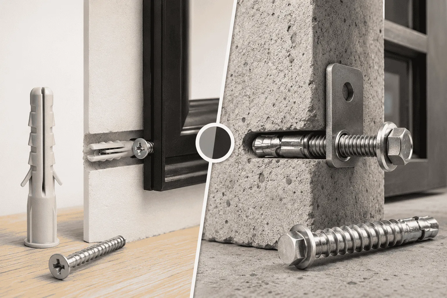 Frame Fixing SXR vs. Hammerset Anchor EA II: When to Use Nylon Plugs vs. Concrete Anchor Screws